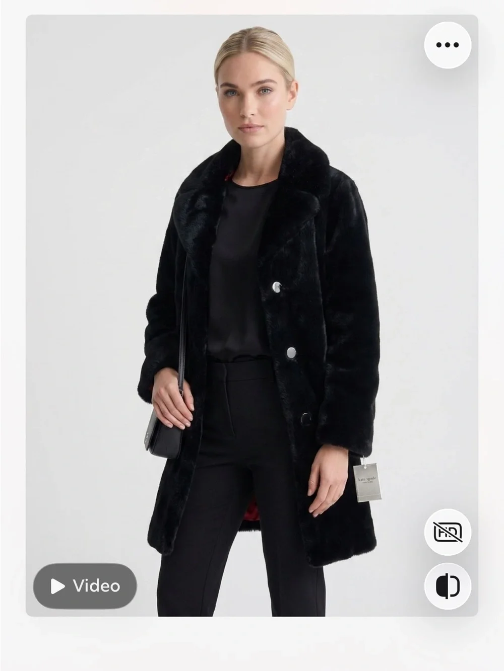 NWT KATE SPADE FAUX FUR JACKET - Women's Classic Button Jacket - Picture 2 of 5
